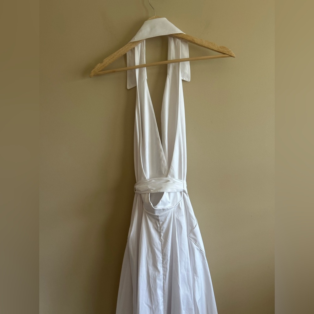 MILLY | Elegant White Halter Dress, Collared, Hi-Low, Fashion Week 2016, Size 6 - Picture 7 of 12